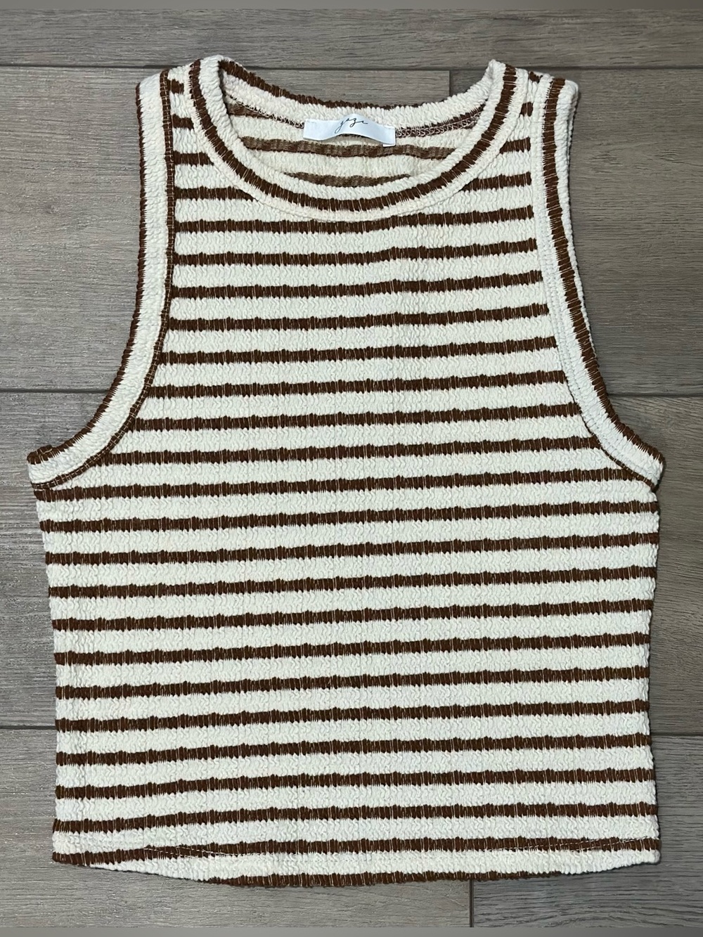 Cream and brown stripped tank top